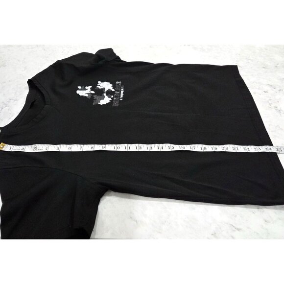 Shein Mens Black Graphic Tee with White Floral Design & Text Print Size S - Picture 8 of 8